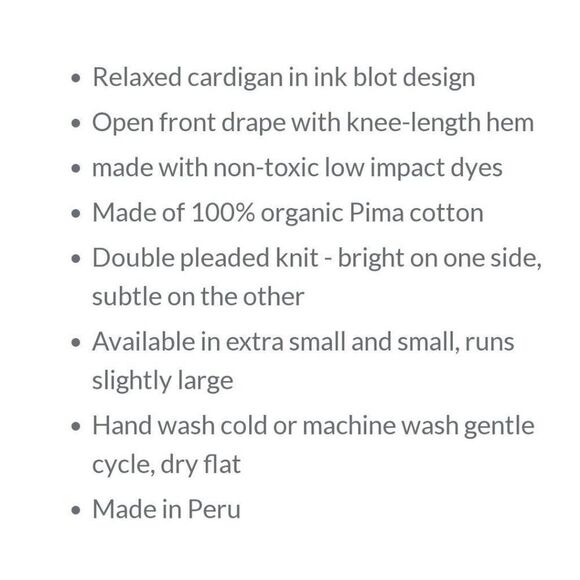 NWOT Indigenous Ink Blot 100% Organic Cotton Cardigan Sweater: Peru: Blue Camo - Picture 10 of 10